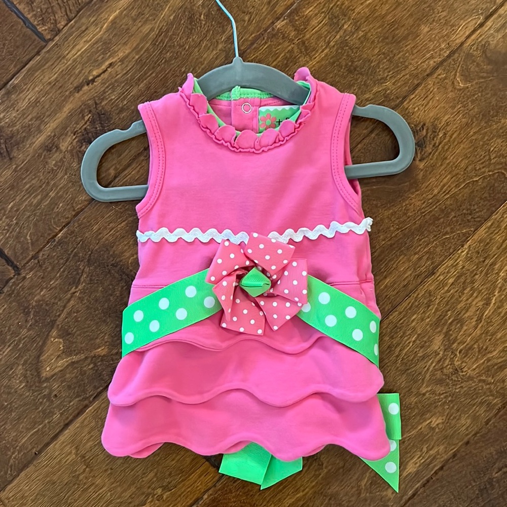 Little Sprout Mudpie Pink Ruffle Polka Dot Dress
